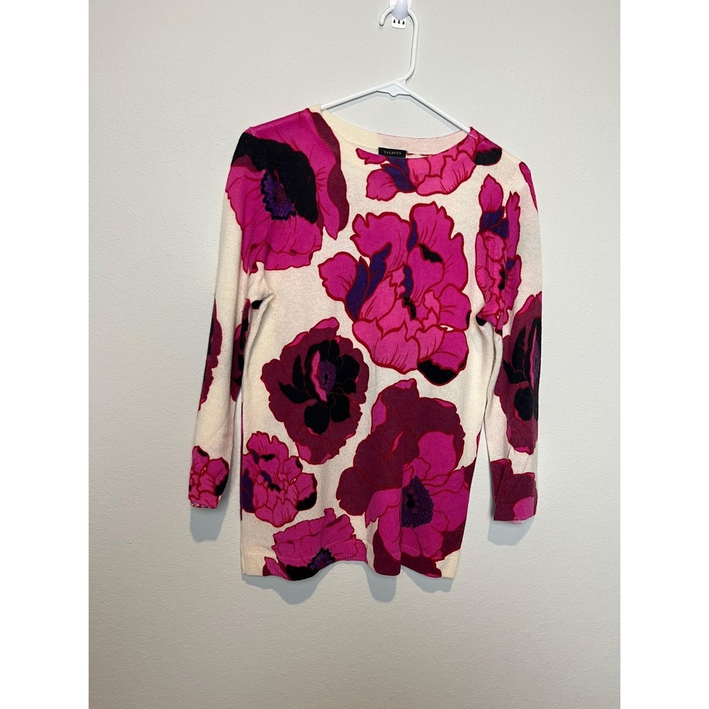 Talbots Sweater Womens Small Multicolor Floral Pure Cashmere Crewneck Knit